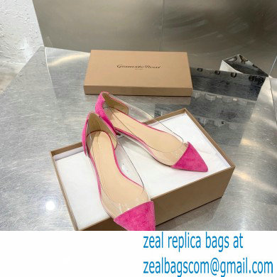 Gianvito Rossi Plexi Ballet Flats Suede Fuchsia