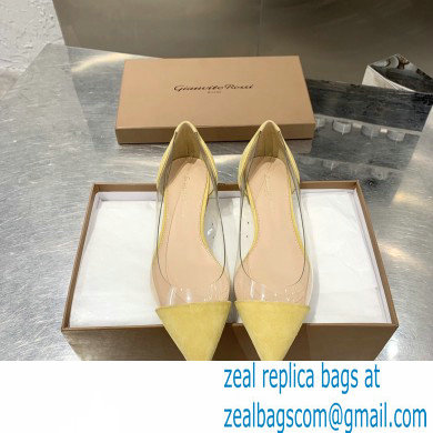 Gianvito Rossi Plexi Ballet Flats Suede Yellow - Click Image to Close