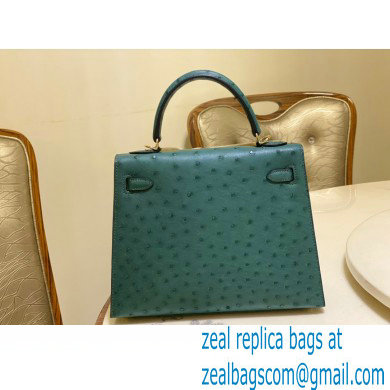 HERMES OSTRICH LEATHER KELLY 25 BAG Malachite