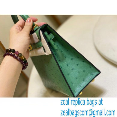 HERMES OSTRICH LEATHER KELLY 25 BAG green - Click Image to Close