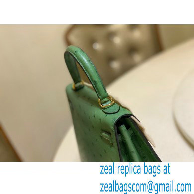 HERMES OSTRICH LEATHER KELLY 25 BAG green