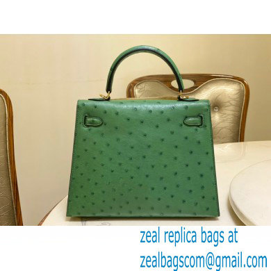 HERMES OSTRICH LEATHER KELLY 25 BAG green