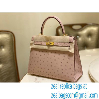 HERMES OSTRICH LEATHER KELLY 25 BAG light pink - Click Image to Close