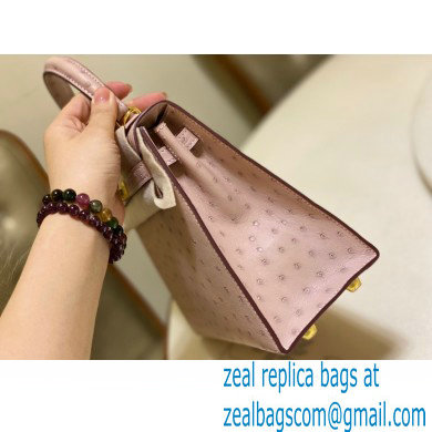 HERMES OSTRICH LEATHER KELLY 25 BAG light pink