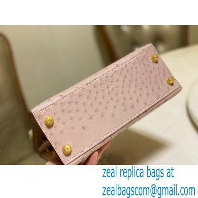 HERMES OSTRICH LEATHER KELLY 25 BAG light pink