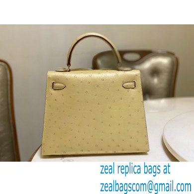HERMES OSTRICH LEATHER KELLY 25 BAG light yellow - Click Image to Close