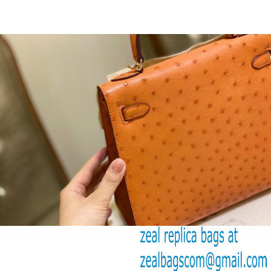 HERMES OSTRICH LEATHER KELLY 25 BAG orange - Click Image to Close