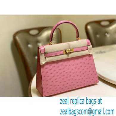 HERMES OSTRICH LEATHER KELLY 25 BAG pink - Click Image to Close