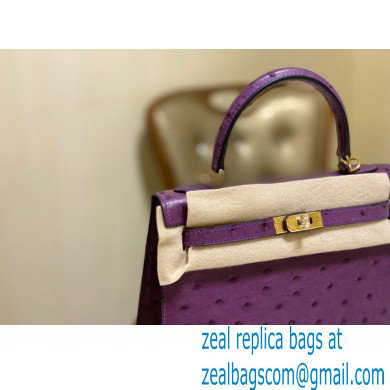 HERMES OSTRICH LEATHER KELLY 25 BAG purple - Click Image to Close