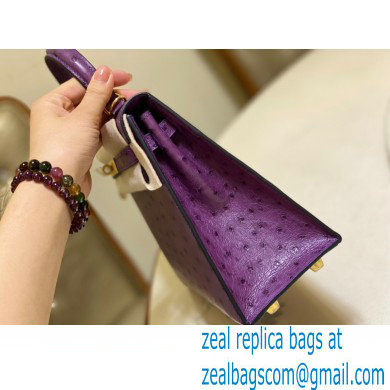 HERMES OSTRICH LEATHER KELLY 25 BAG purple