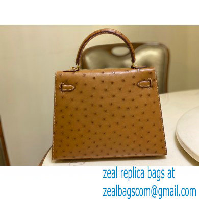 HERMES OSTRICH LEATHER KELLY 25 BAG tan - Click Image to Close