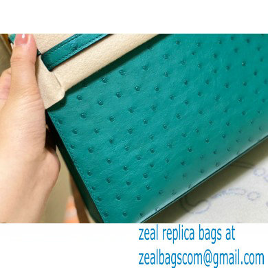 HERMES OSTRICH LEATHER KELLY 25 BAG turquoise - Click Image to Close