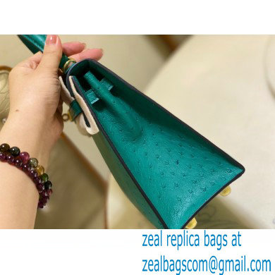 HERMES OSTRICH LEATHER KELLY 25 BAG turquoise