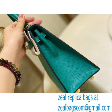 HERMES OSTRICH LEATHER KELLY 25 BAG turquoise - Click Image to Close