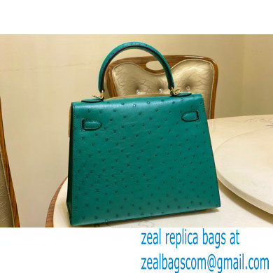 HERMES OSTRICH LEATHER KELLY 25 BAG turquoise