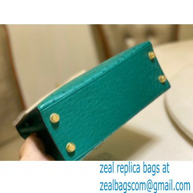 HERMES OSTRICH LEATHER KELLY 25 BAG turquoise