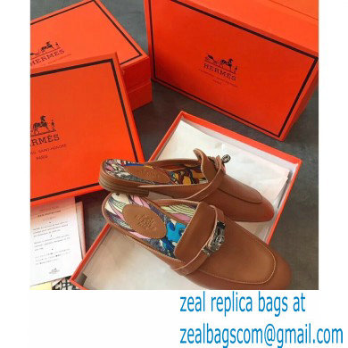 Hermes Calfskin Kelly shoe buckle Mules shoes in Brown Her012 2021 - Click Image to Close