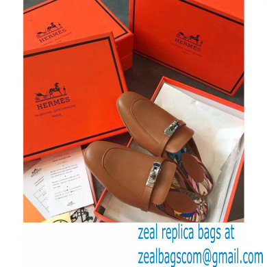 Hermes Calfskin Kelly shoe buckle Mules shoes in Brown Her012 2021