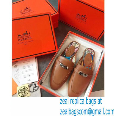 Hermes Calfskin Kelly shoe buckle Mules shoes in Brown Her012 2021 - Click Image to Close