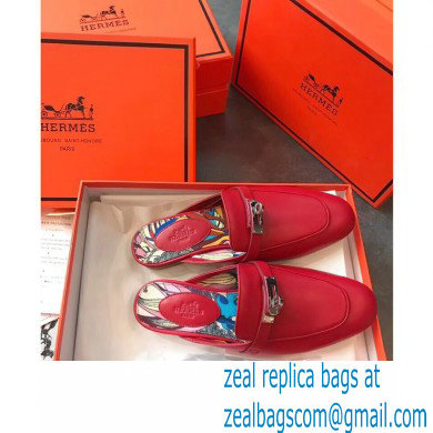 Hermes Calfskin Kelly shoe buckle Mules shoes in Red Her008 2021 - Click Image to Close