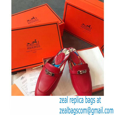 Hermes Calfskin Kelly shoe buckle Mules shoes in Red Her008 2021