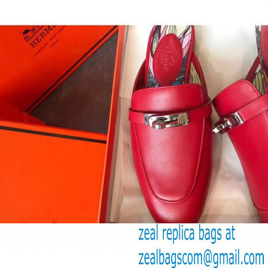 Hermes Calfskin Kelly shoe buckle Mules shoes in Red Her008 2021