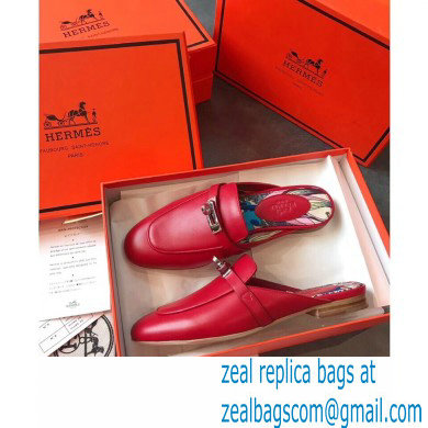 Hermes Calfskin Kelly shoe buckle Mules shoes in Red Her008 2021