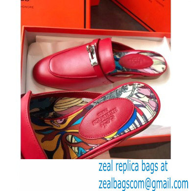 Hermes Calfskin Kelly shoe buckle Mules shoes in Red Her008 2021 - Click Image to Close