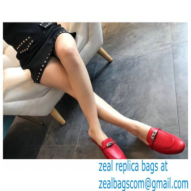 Hermes Calfskin Kelly shoe buckle Mules shoes in Red Her008 2021 - Click Image to Close