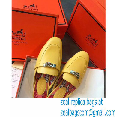 Hermes Calfskin Kelly shoe buckle Mules shoes in Yellow Her009 2021