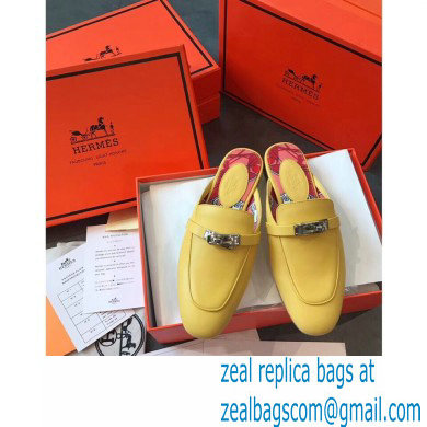 Hermes Calfskin Kelly shoe buckle Mules shoes in Yellow Her009 2021