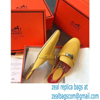 Hermes Calfskin Kelly shoe buckle Mules shoes in Yellow Her009 2021