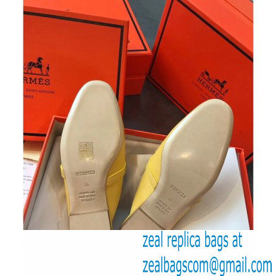 Hermes Calfskin Kelly shoe buckle Mules shoes in Yellow Her009 2021