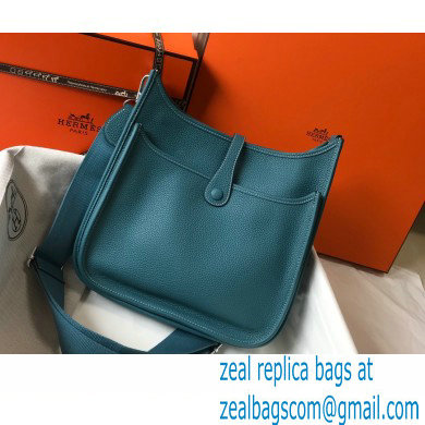 Hermes Togo Leather Evelyne III PM Bag denim blue