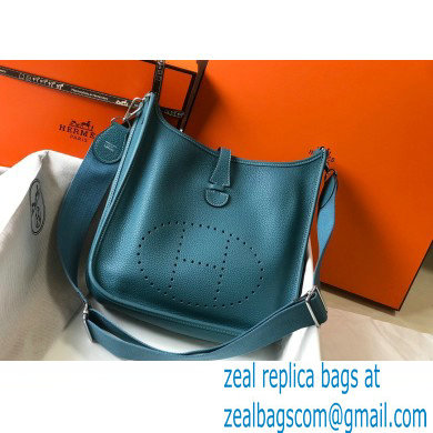 Hermes Togo Leather Evelyne III PM Bag denim blue