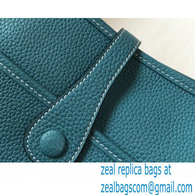 Hermes Togo Leather Evelyne III PM Bag denim blue