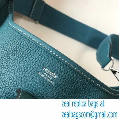 Hermes Togo Leather Evelyne III PM Bag denim blue