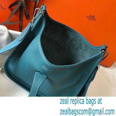 Hermes Togo Leather Evelyne III PM Bag denim blue