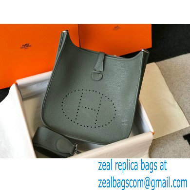 Hermes Togo Leather Evelyne III PM Bag gray-green