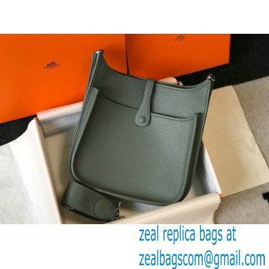 Hermes Togo Leather Evelyne III PM Bag gray-green