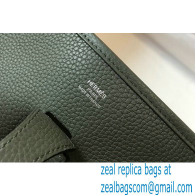 Hermes Togo Leather Evelyne III PM Bag gray-green