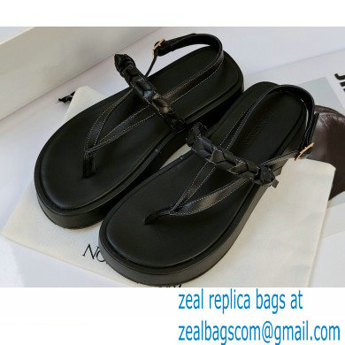 JW Anderson Braided Leather Strap Flatform Sandals Black 2021