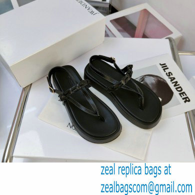 JW Anderson Braided Leather Strap Flatform Sandals Black 2021