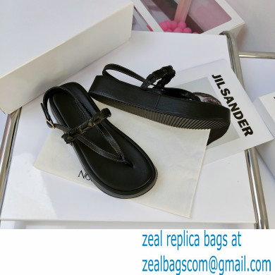 JW Anderson Braided Leather Strap Flatform Sandals Black 2021