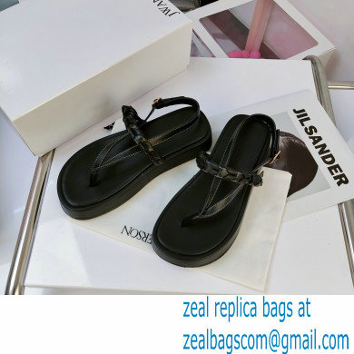 JW Anderson Braided Leather Strap Flatform Sandals Black 2021 - Click Image to Close