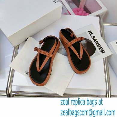 JW Anderson Braided Leather Strap Flatform Sandals Brown 2021