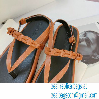 JW Anderson Braided Leather Strap Flatform Sandals Brown 2021