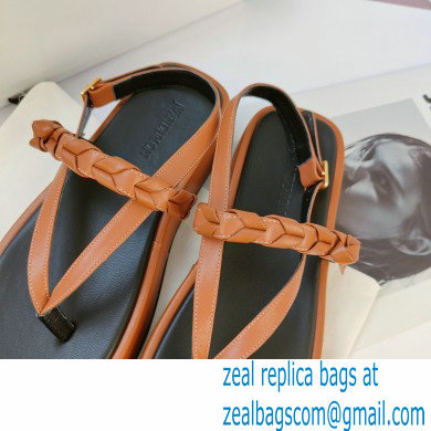 JW Anderson Braided Leather Strap Flatform Sandals Brown 2021 - Click Image to Close