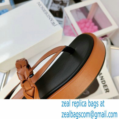 JW Anderson Braided Leather Strap Flatform Sandals Brown 2021