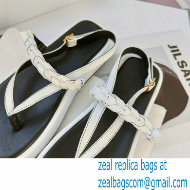 JW Anderson Braided Leather Strap Flatform Sandals White 2021